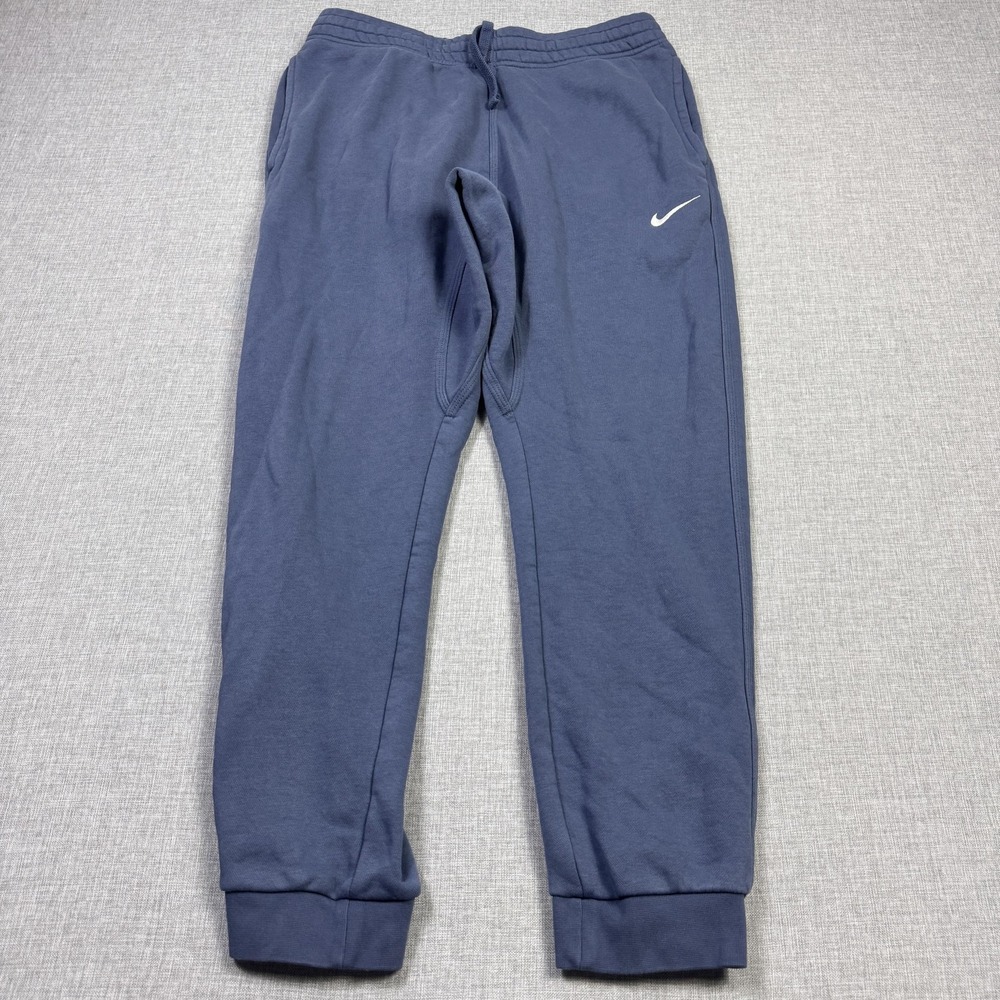 Nike Sweatpants Mens L Blue Fleece Jogger Drawstring Pockets‎ Swoosh 31in